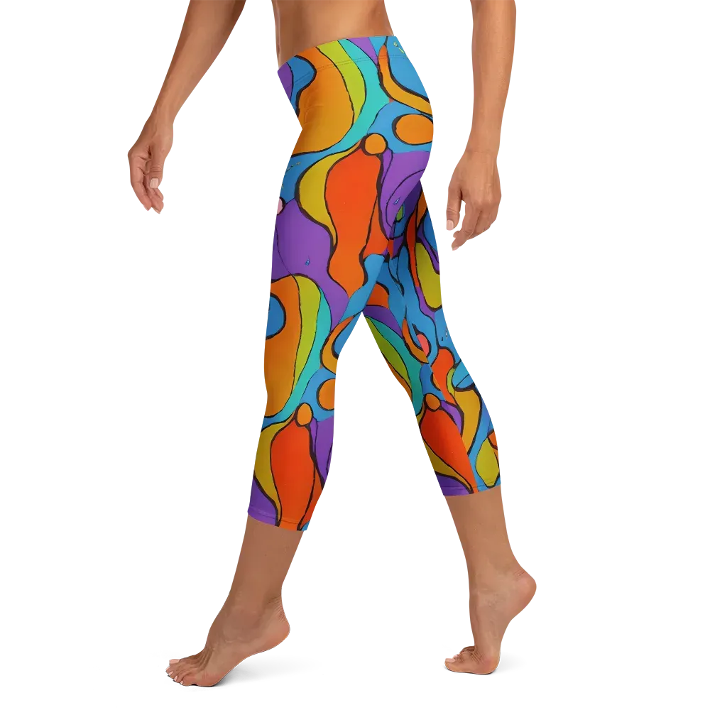 Kaleidoscope Bloom on Capri Leggings — Left