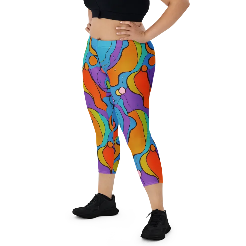 Kaleidoscope Bloom on Capri Leggings — Front