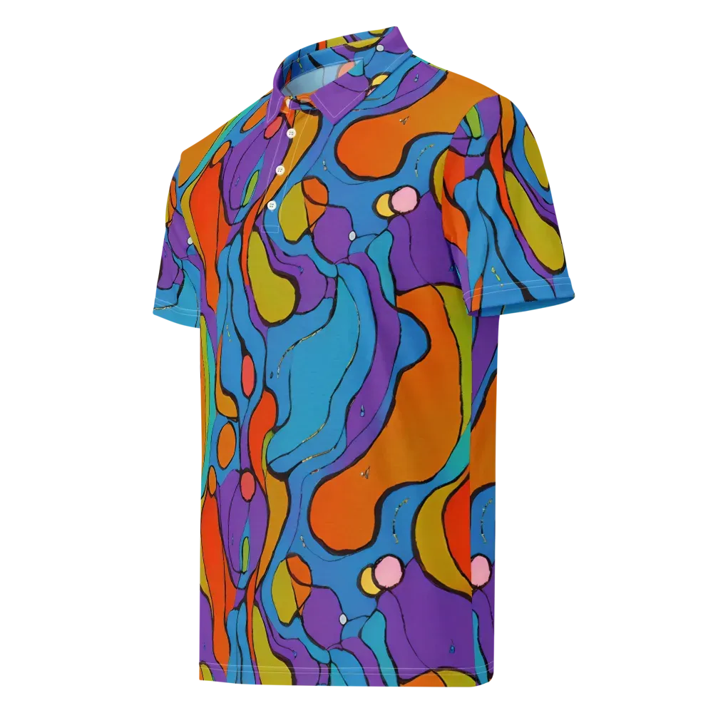 Kaleidoscope Bloom on Men's Slim Fit Polo Shirt — Left Front