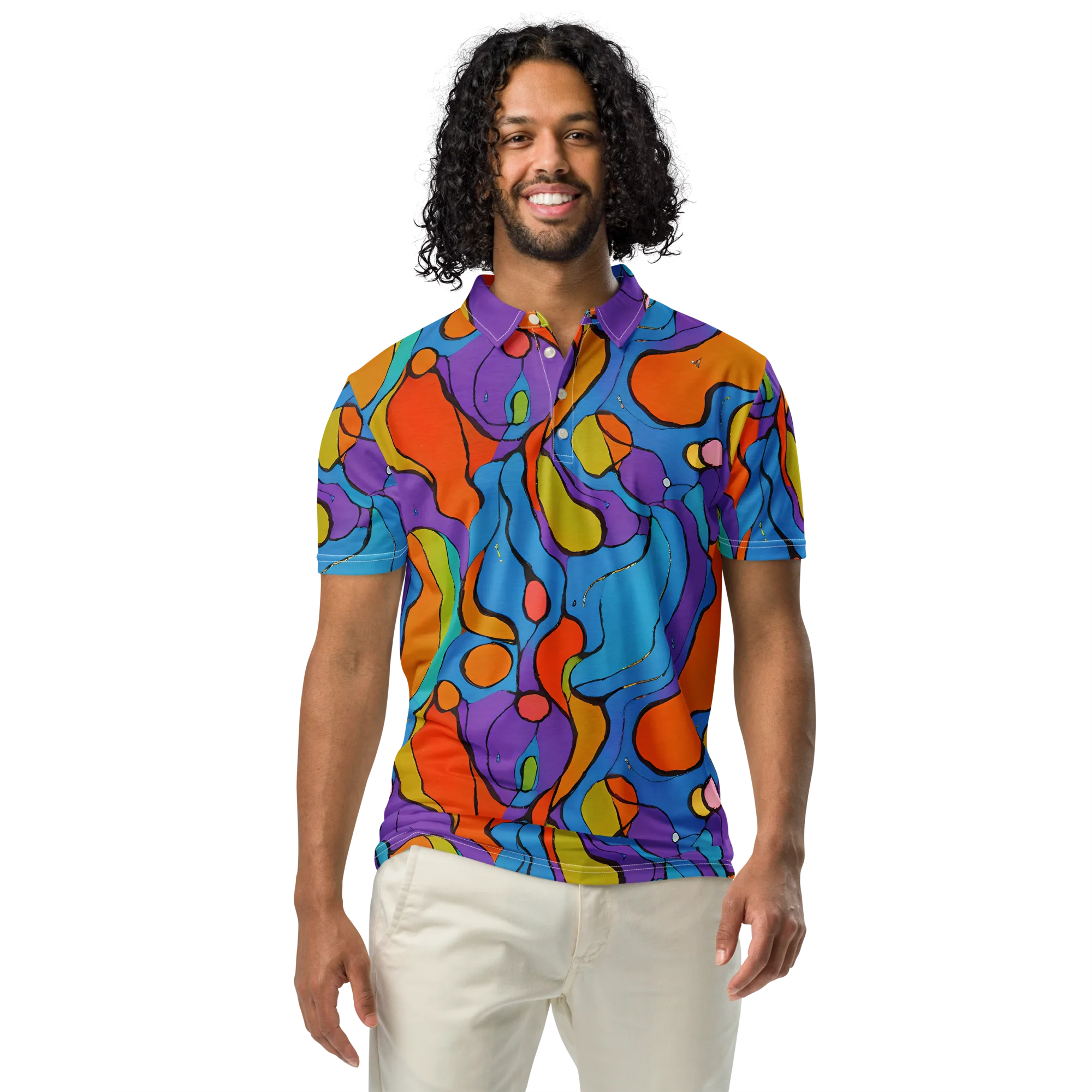 Kaleidoscope Bloom on Men's Slim Fit Polo Shirt — Front