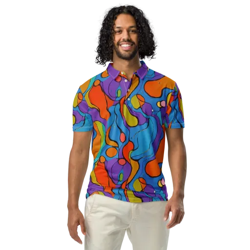 Kaleidoscope Bloom on a Men's Slim Fit Polo Shirt
