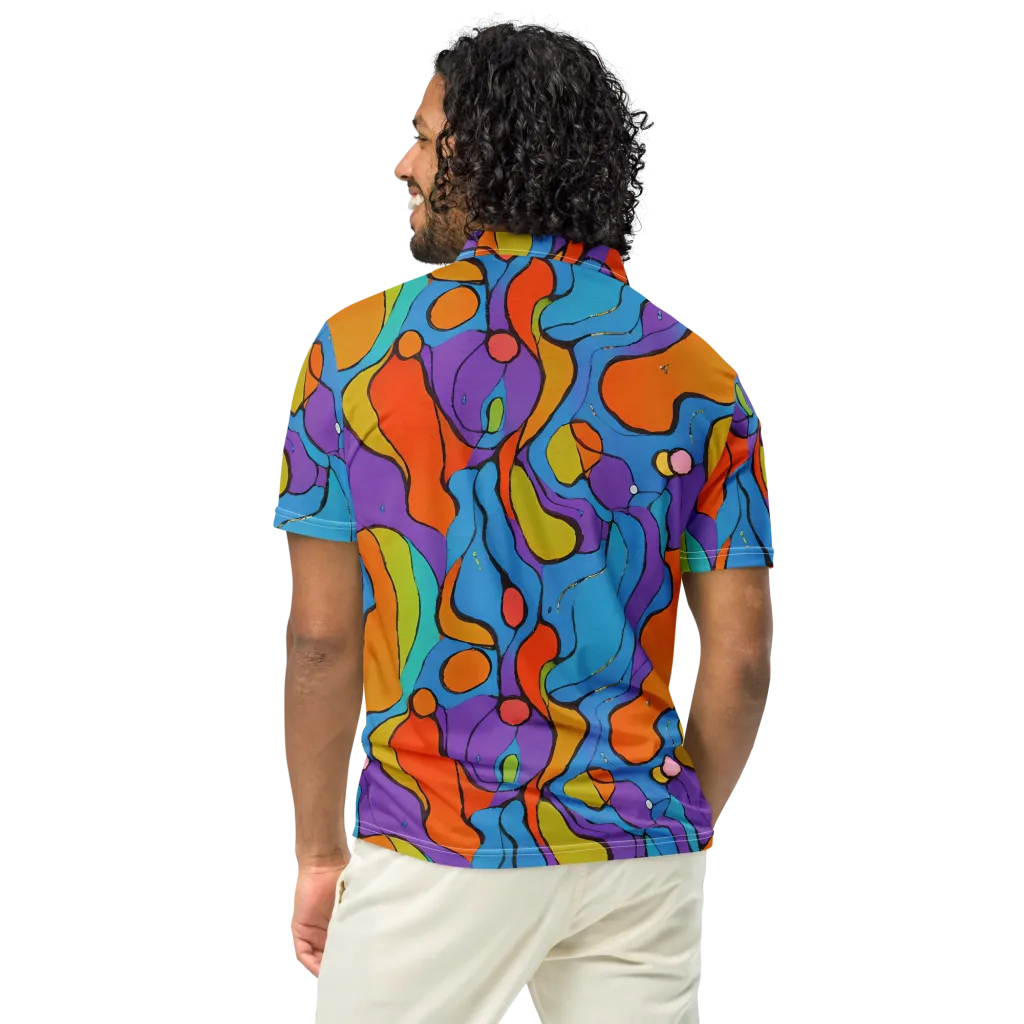 Kaleidoscope Bloom on Men's Slim Fit Polo Shirt — Back