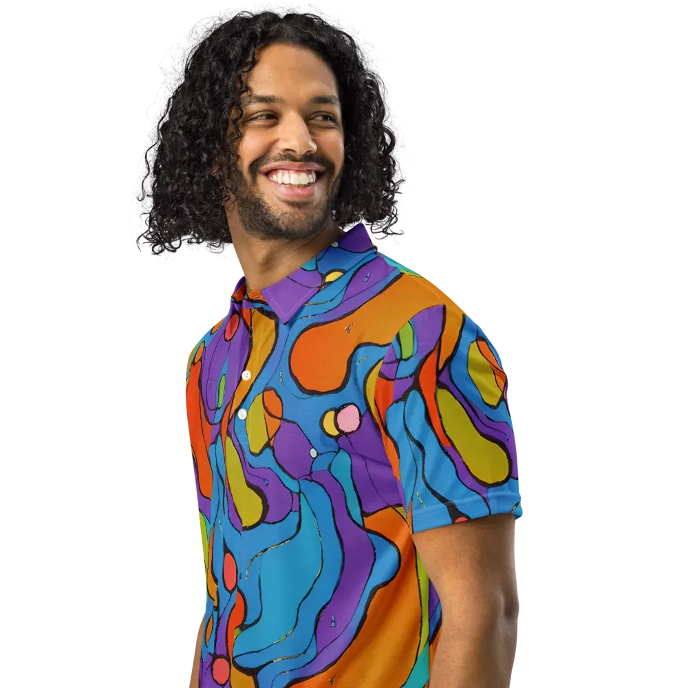 Kaleidoscope Bloom on Men's Slim Fit Polo Shirt — Left Front