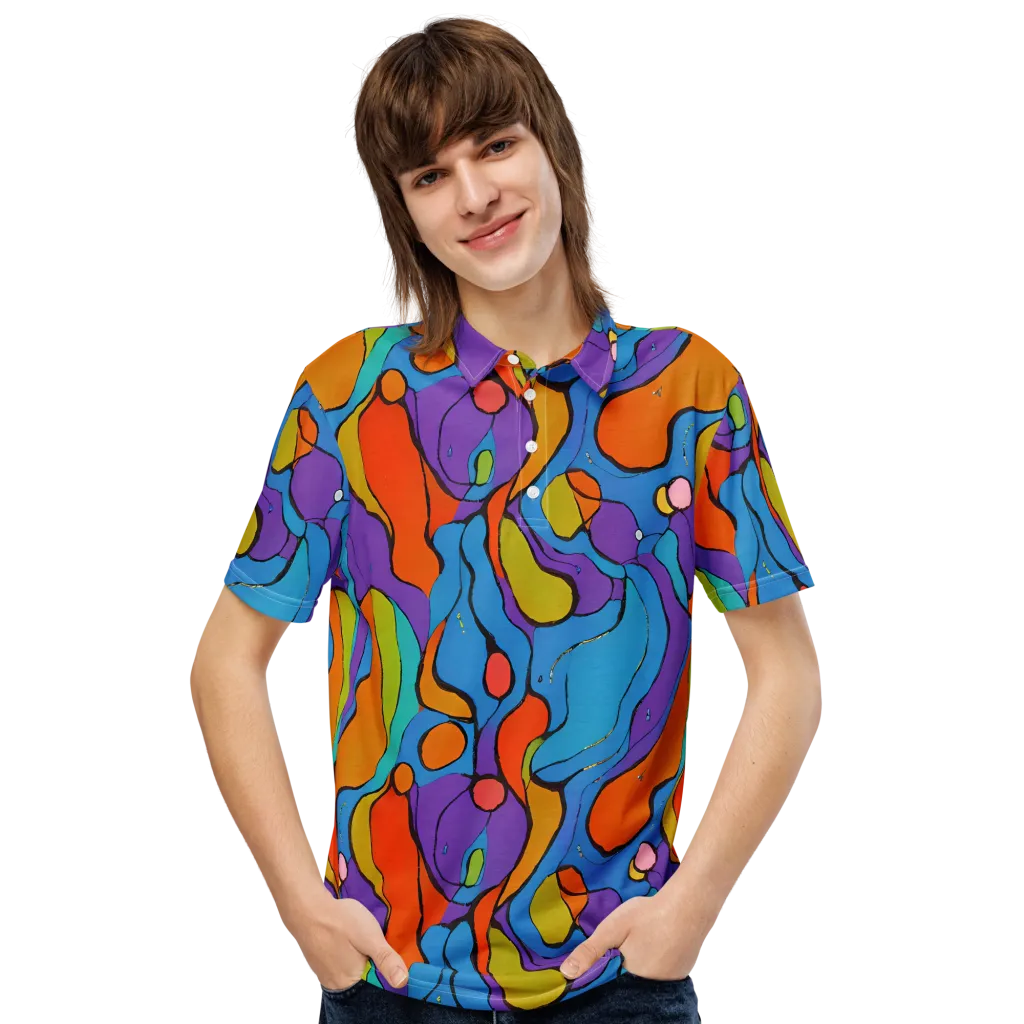 Kaleidoscope Bloom on Men's Slim Fit Polo Shirt — Front