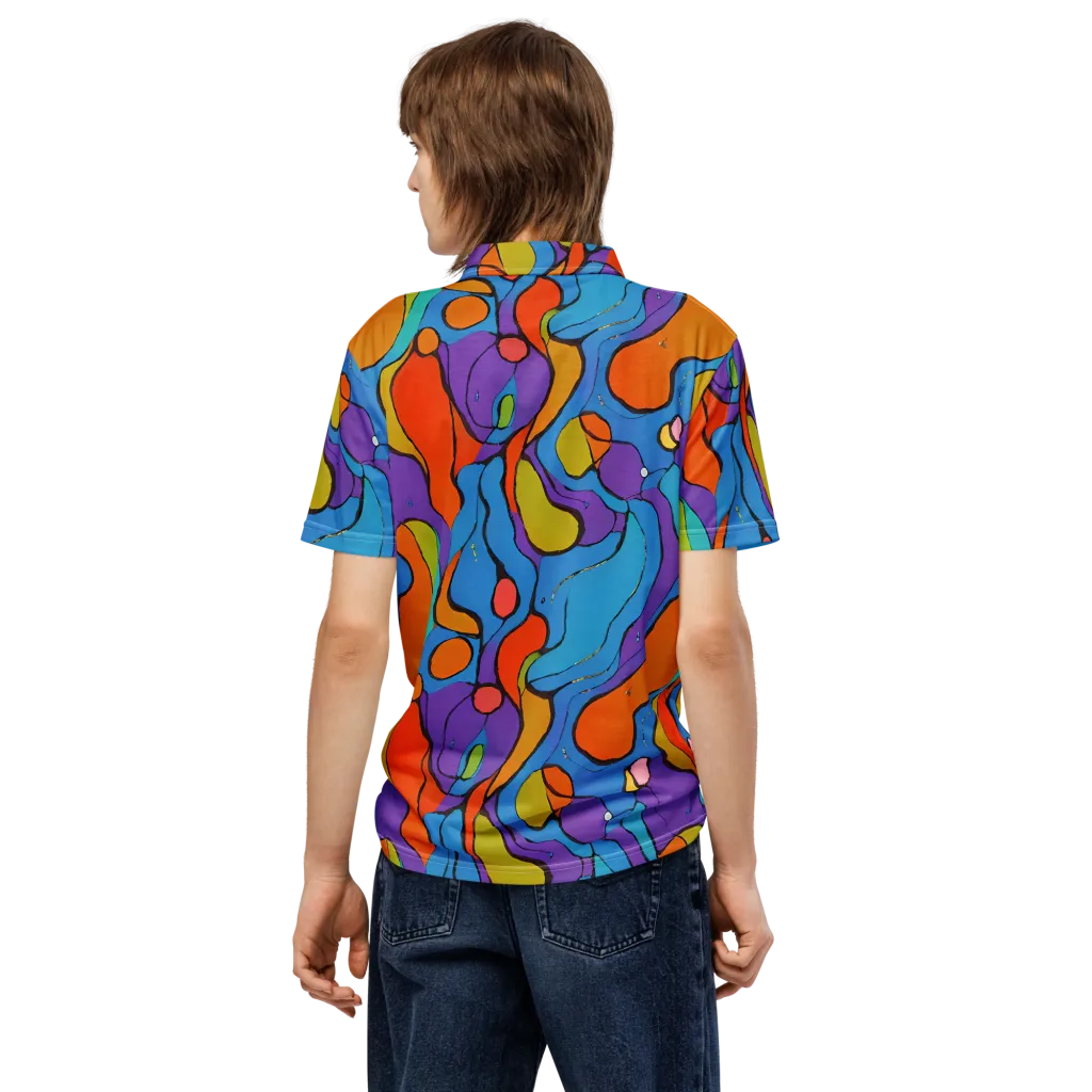 Kaleidoscope Bloom on Men's Slim Fit Polo Shirt — Back