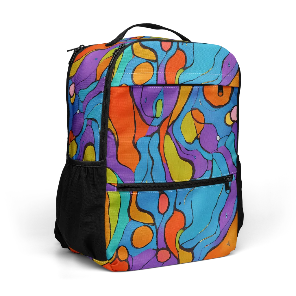 Kaleidoscope Bloom on Utility Backpack — Right Front