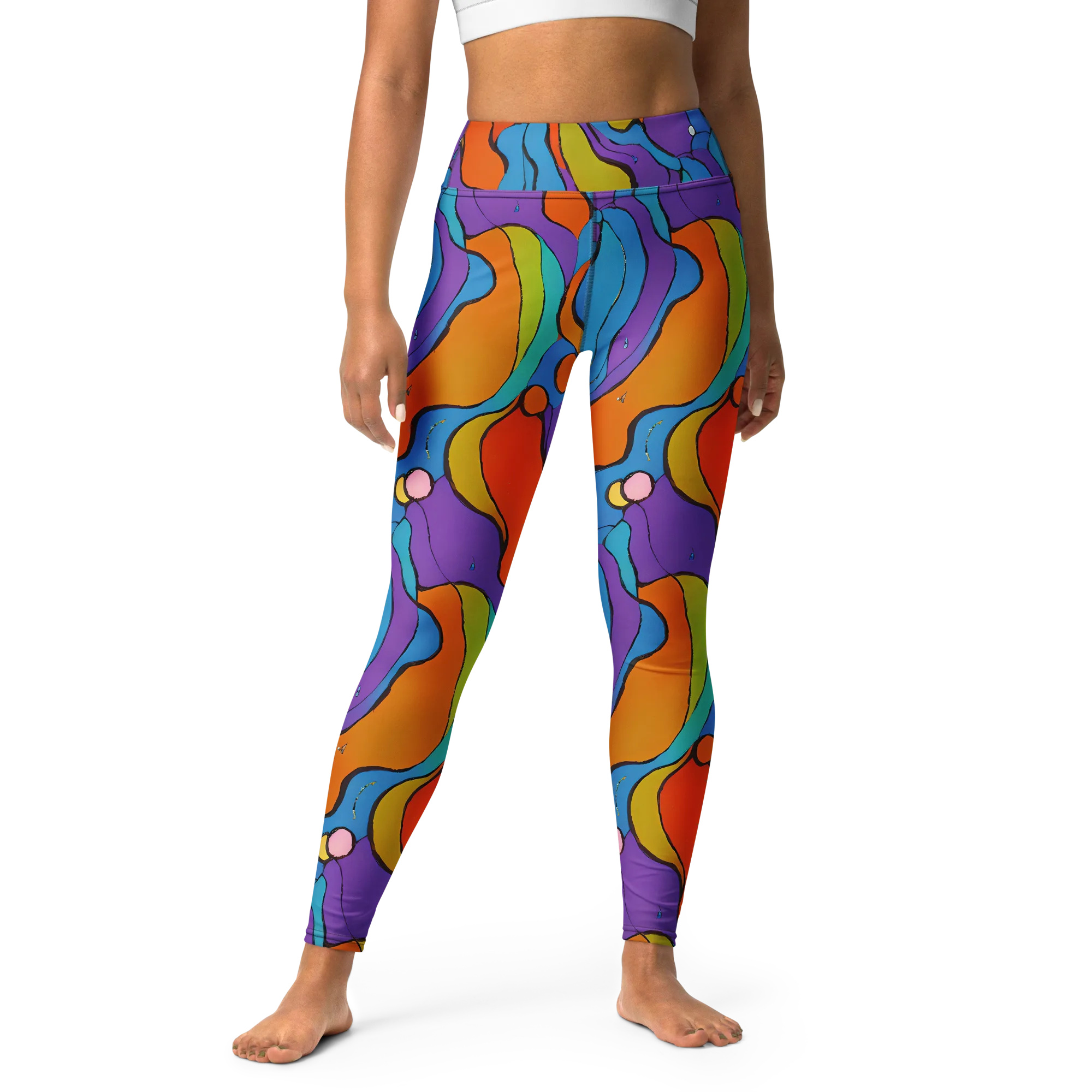 Kaleidoscope Bloom on Yoga Leggings — Front