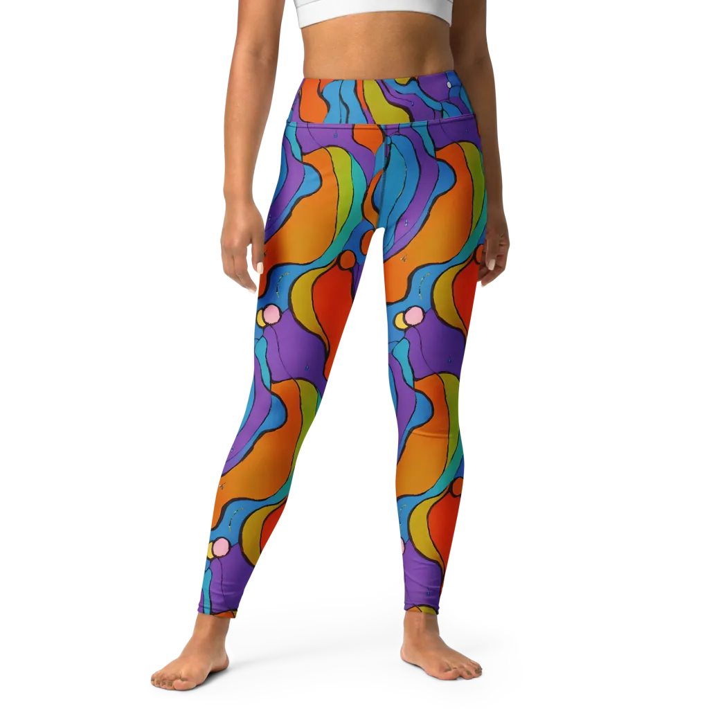 Kaleidoscope Bloom on Yoga Leggings — Front