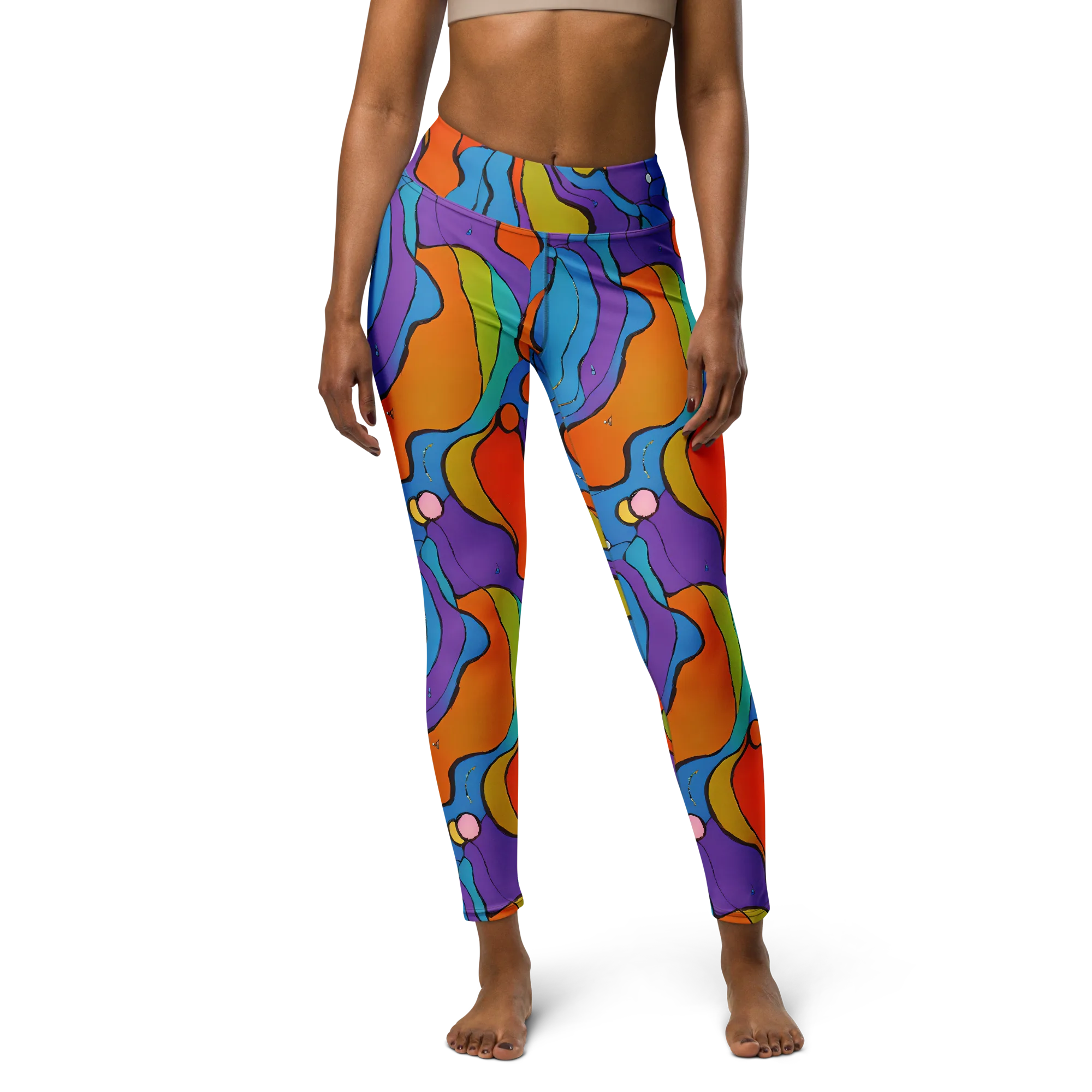 Kaleidoscope Bloom on Yoga Leggings — Front