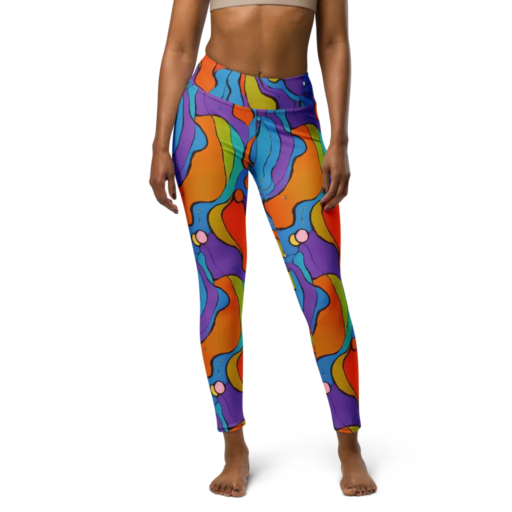 Kaleidoscope Bloom on Yoga Leggings — Front