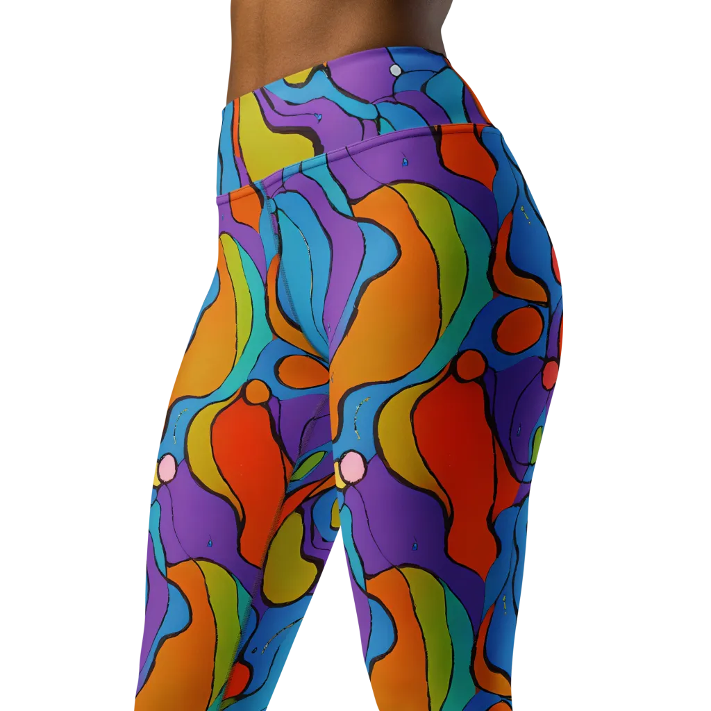 Kaleidoscope Bloom on Yoga Leggings — Left Front