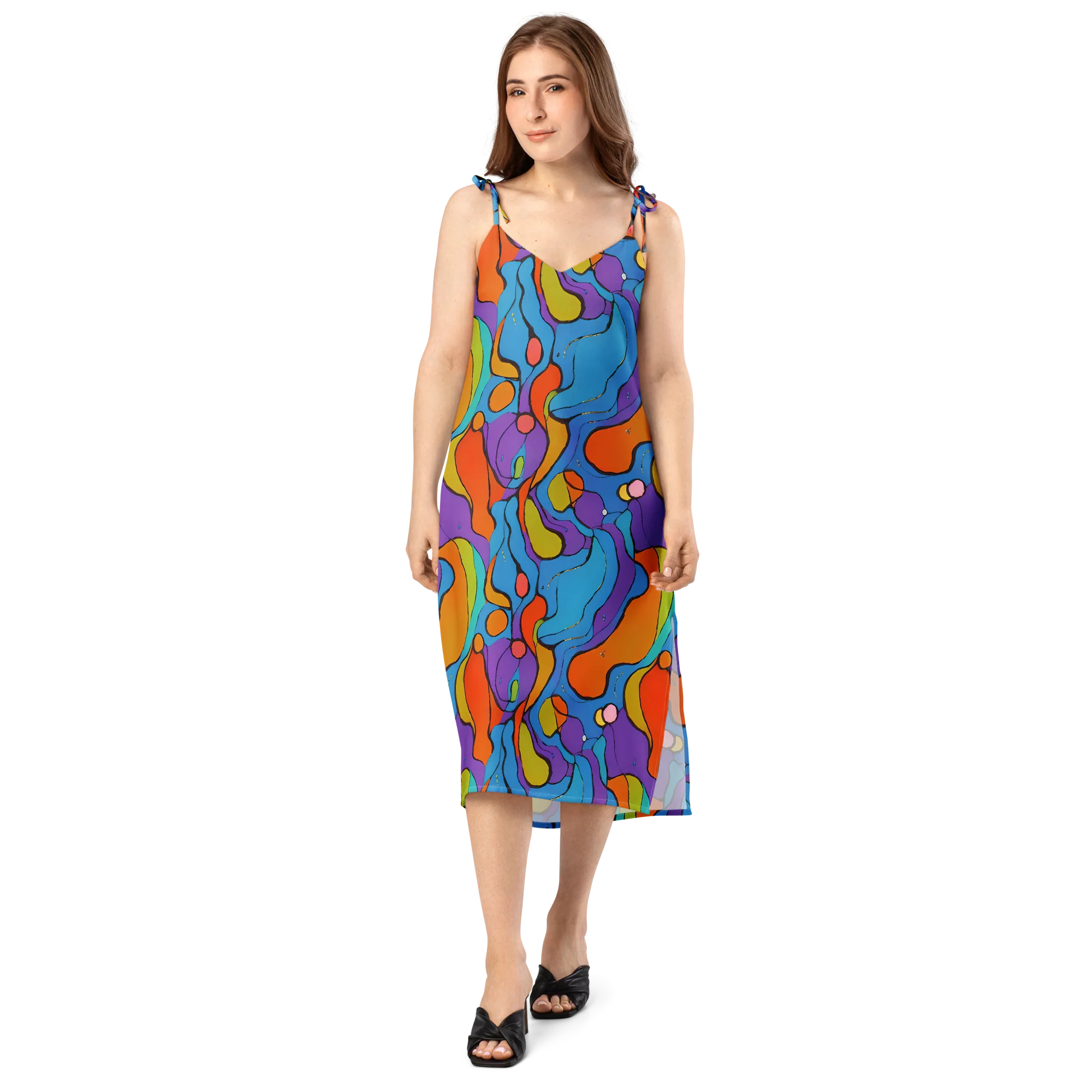 Kaleidoscope Bloom on Slip Dress — Front