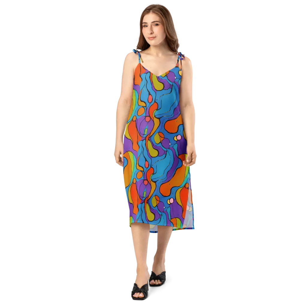 Kaleidoscope Bloom on Slip Dress — Front