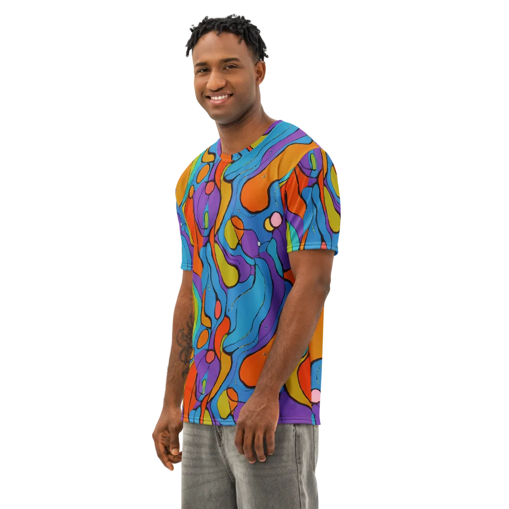 Kaleidoscope Bloom on Men's Cotton Crew Neck T-Shirt — Left Front