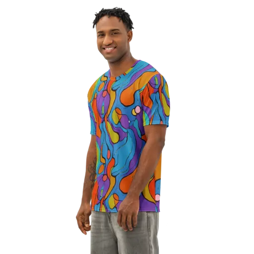 Kaleidoscope Bloom on a Men's Cotton Crew Neck T-Shirt
