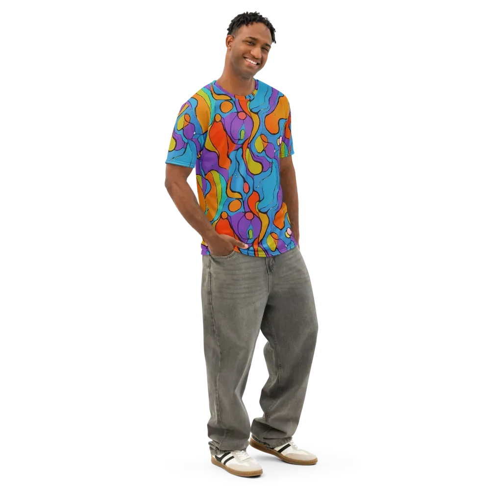 Kaleidoscope Bloom on Men's Cotton Crew Neck T-Shirt — Right Front