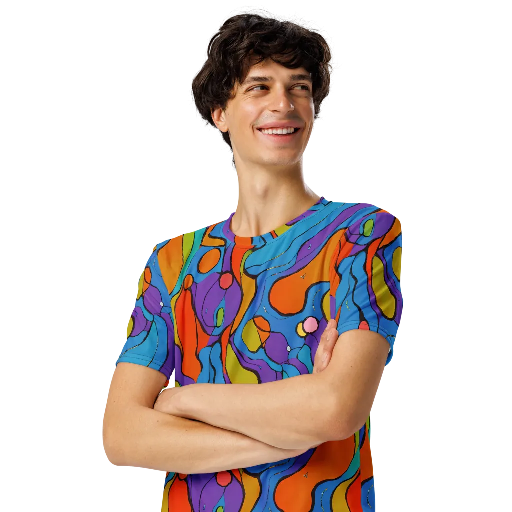 Kaleidoscope Bloom on Men's Crew Neck T-Shirt — Left Front