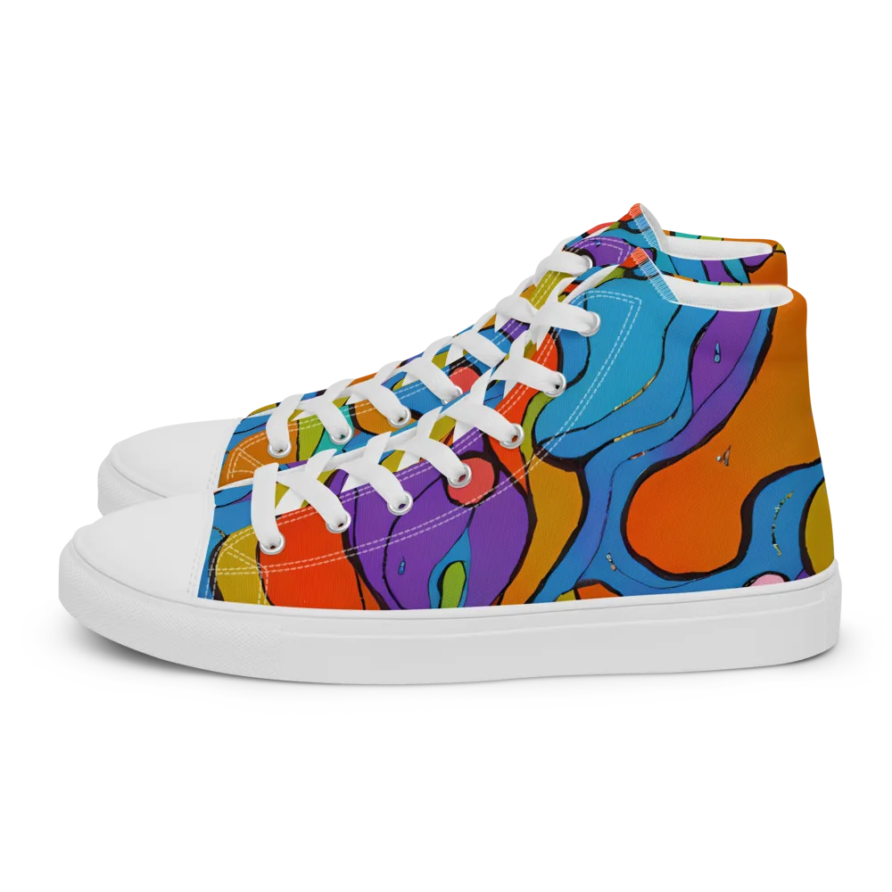 Kaleidoscope Bloom on Men's High Top Canvas Shoes — Left