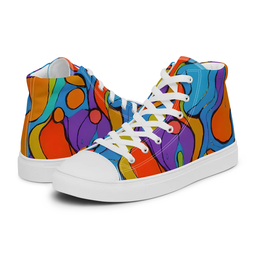 Kaleidoscope Bloom on Men's High Top Canvas Shoes — Left