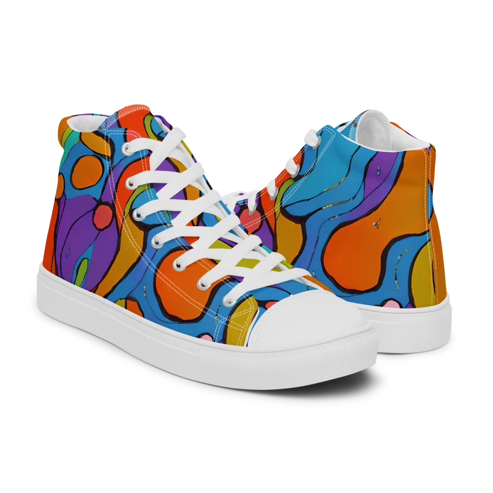 Kaleidoscope Bloom on Men's High Top Canvas Shoes — Right