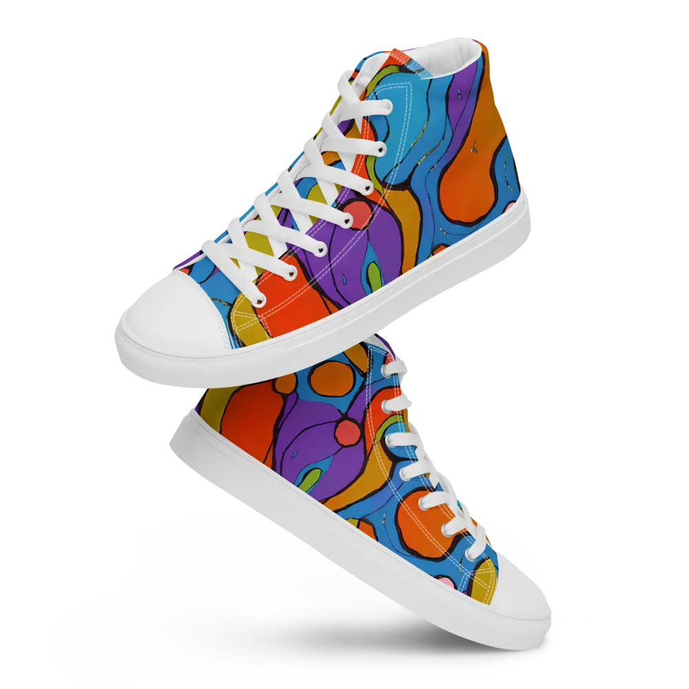 Kaleidoscope Bloom on Men's High Top Canvas Shoes — Front