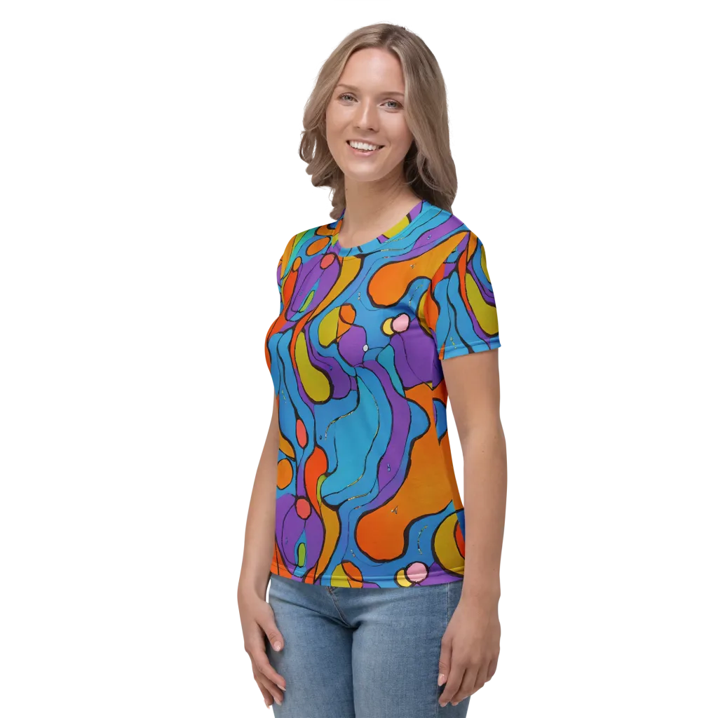 Kaleidoscope Bloom on Women's Crew Neck T-Shirt — Left