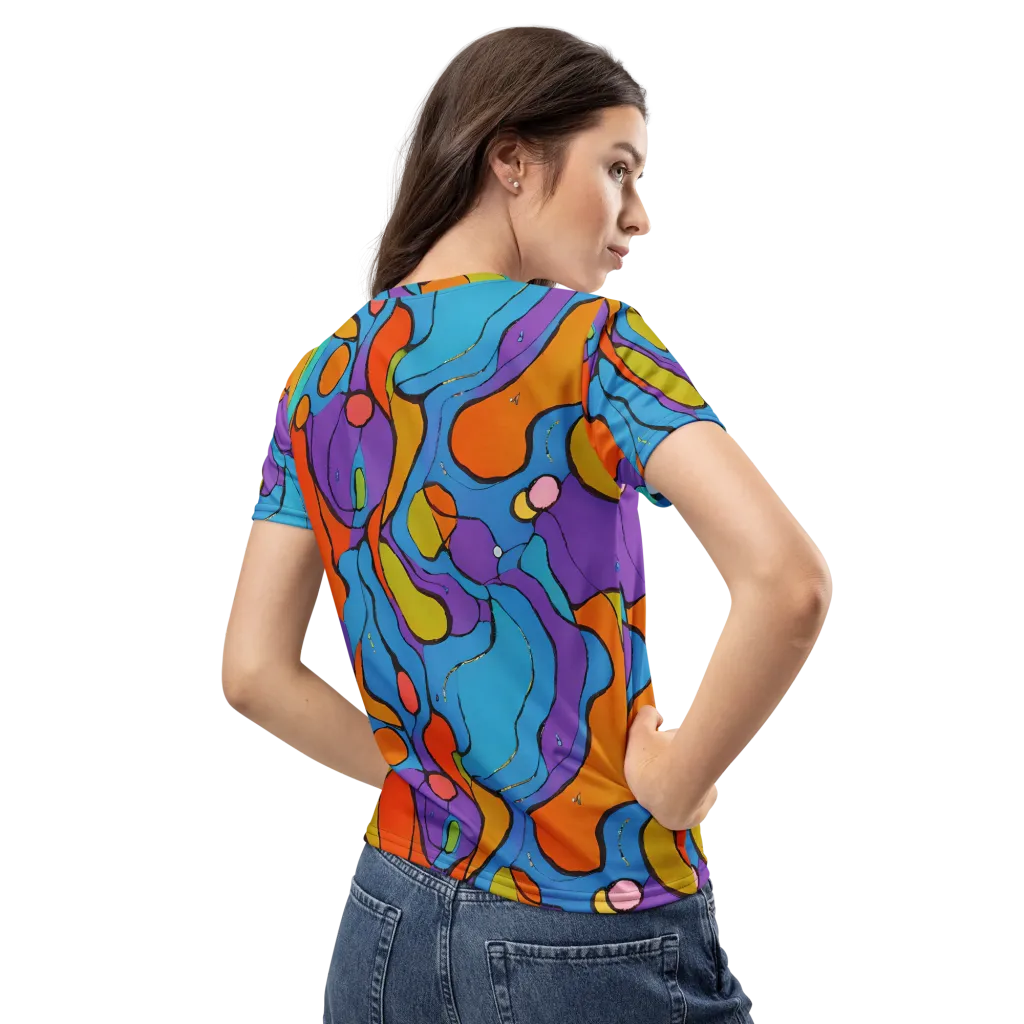 Kaleidoscope Bloom on Women's Crew Neck T-Shirt — Back