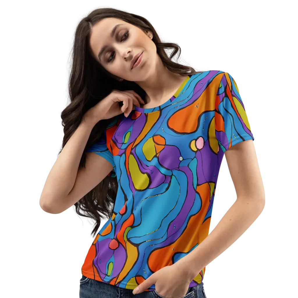 Kaleidoscope Bloom on Women's Crew Neck T-Shirt — Left Front