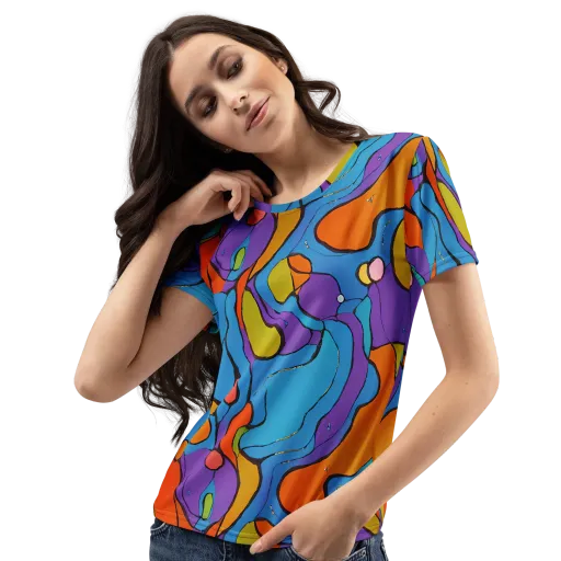 Kaleidoscope Bloom on a Women's Crew Neck T-Shirt