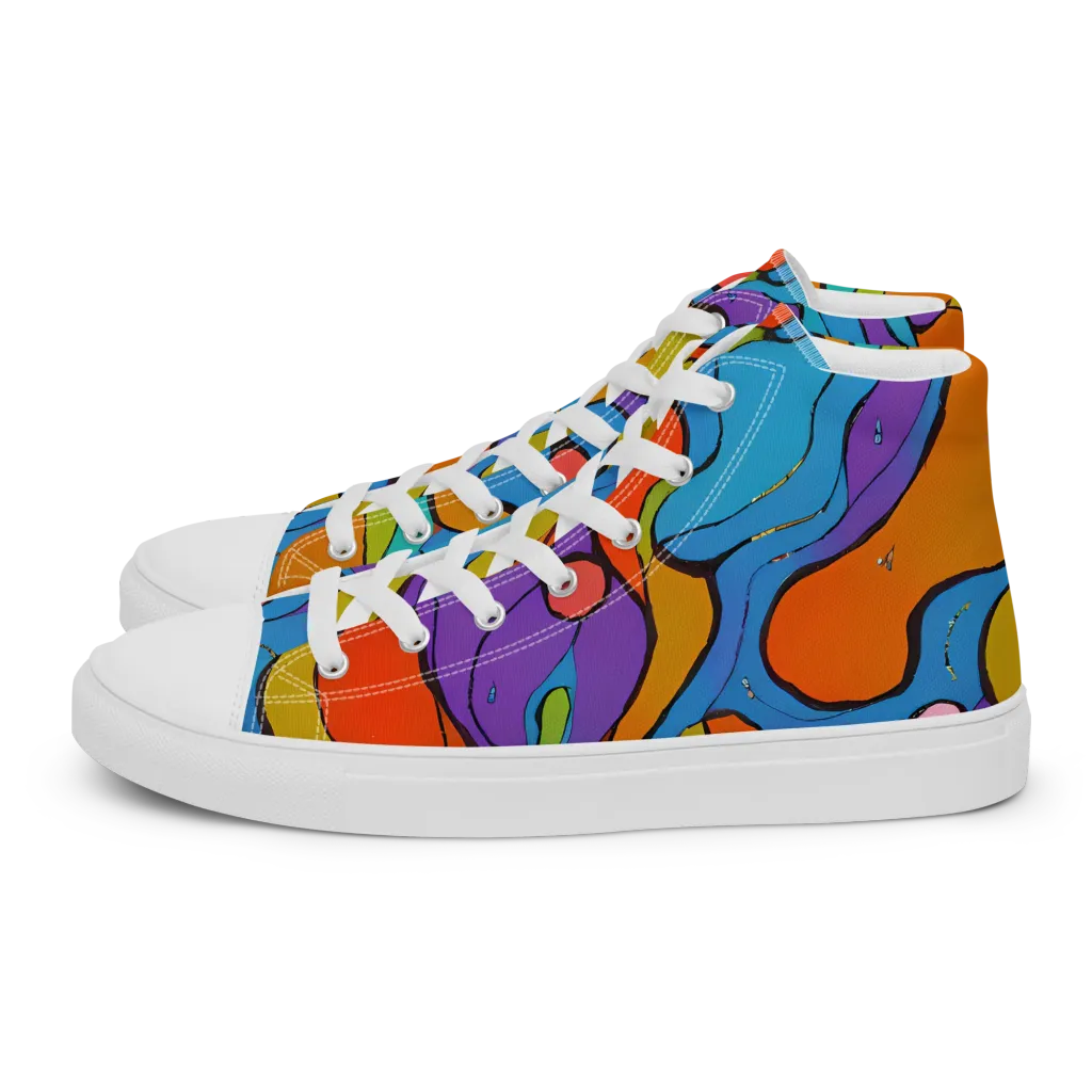 Kaleidoscope Bloom on Women's High Top Canvas Shoes — Left