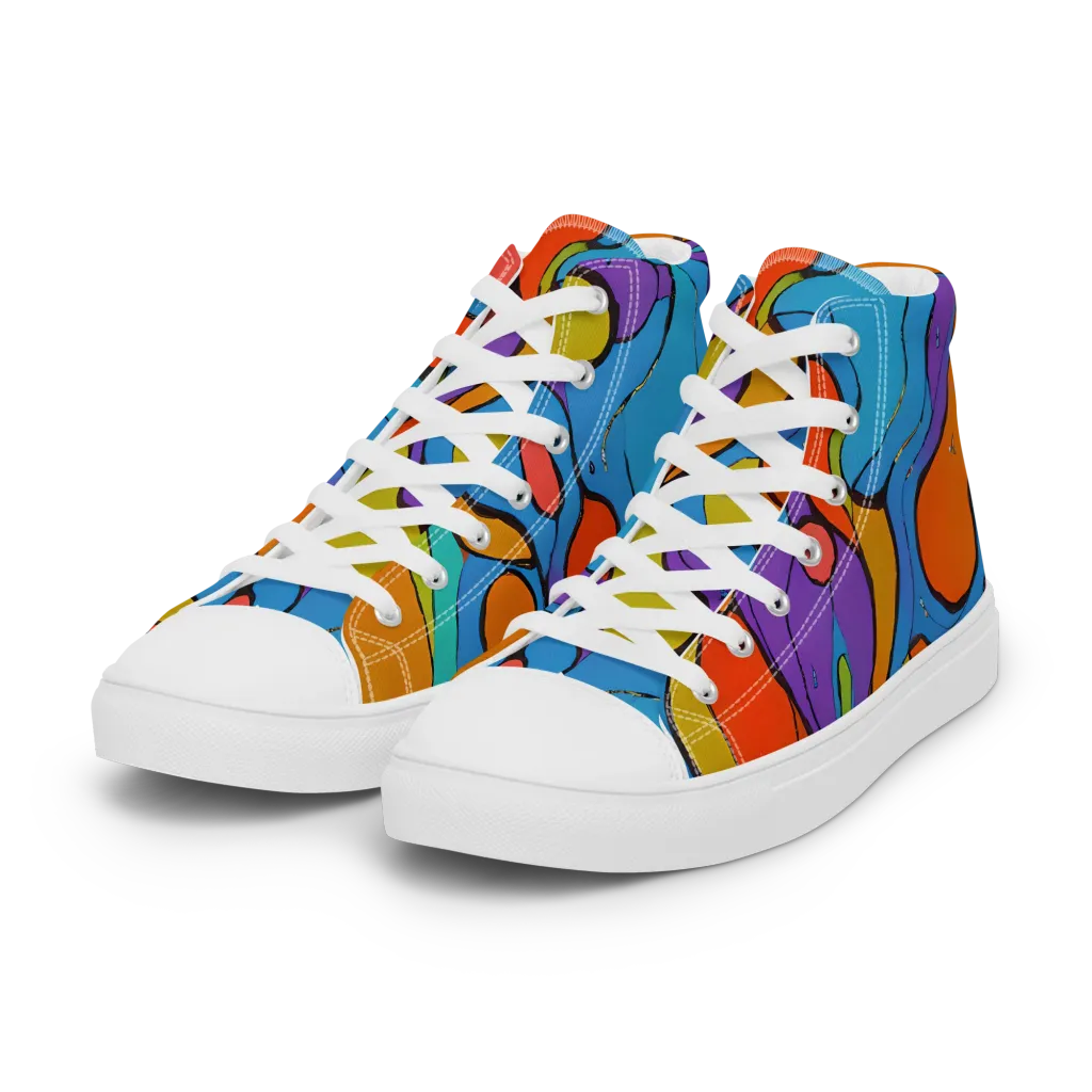 Kaleidoscope Bloom on Women's High Top Canvas Shoes — Left Front