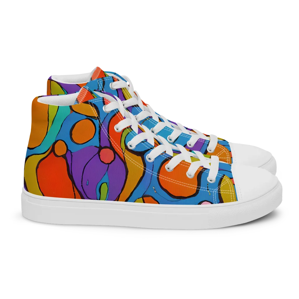 Kaleidoscope Bloom on Women's High Top Canvas Shoes — Right