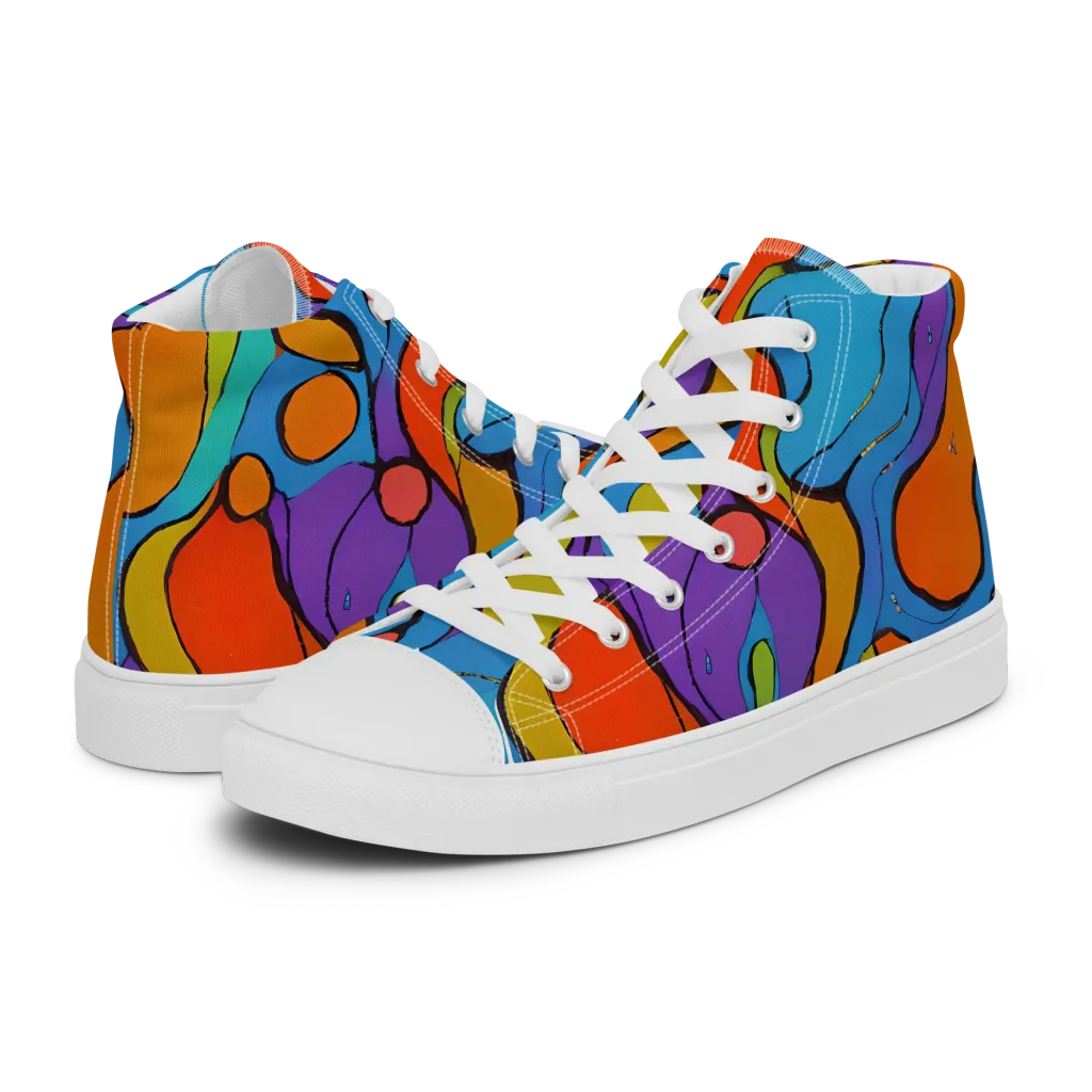 Kaleidoscope Bloom on Women's High Top Canvas Shoes — Left