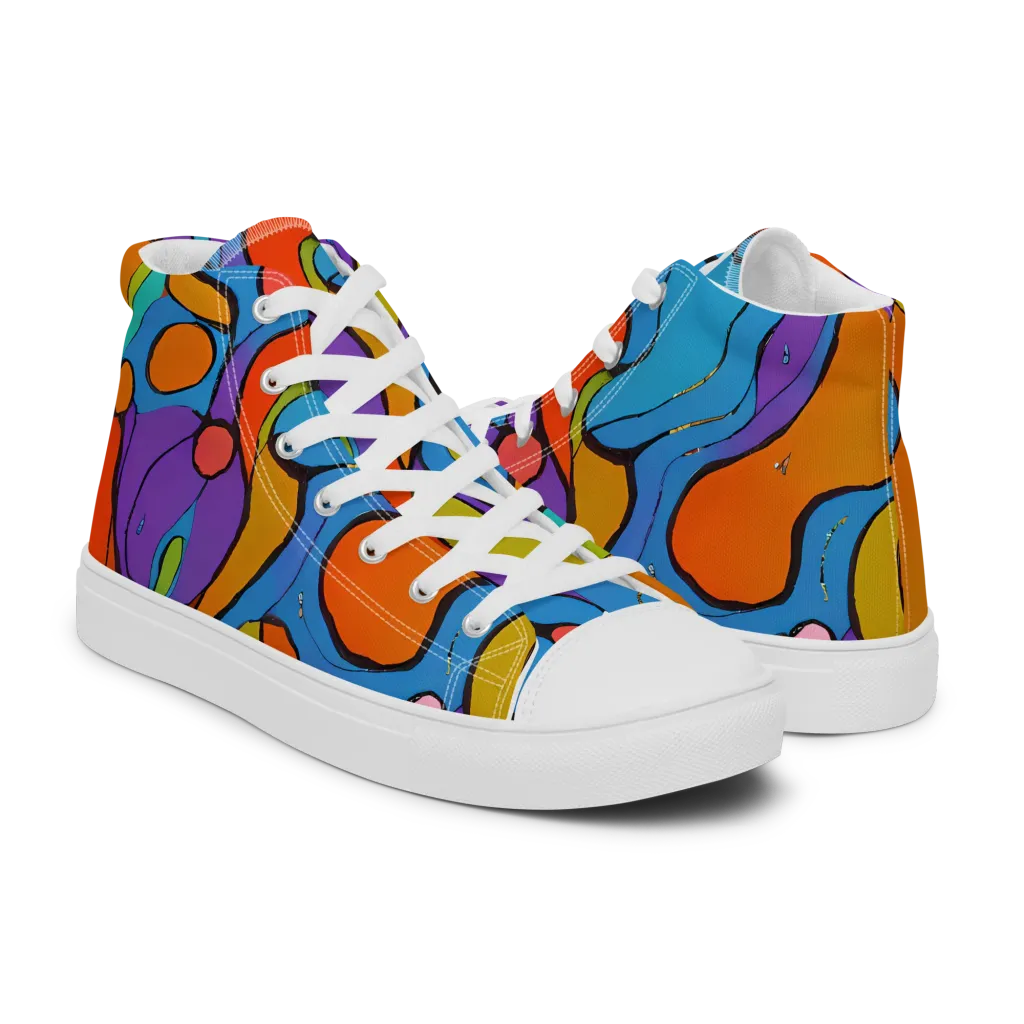 Kaleidoscope Bloom on Women's High Top Canvas Shoes — Right