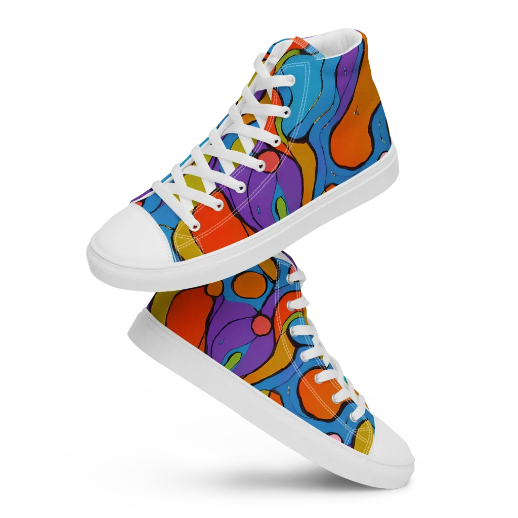 Kaleidoscope Bloom on Women's High Top Canvas Shoes — Front