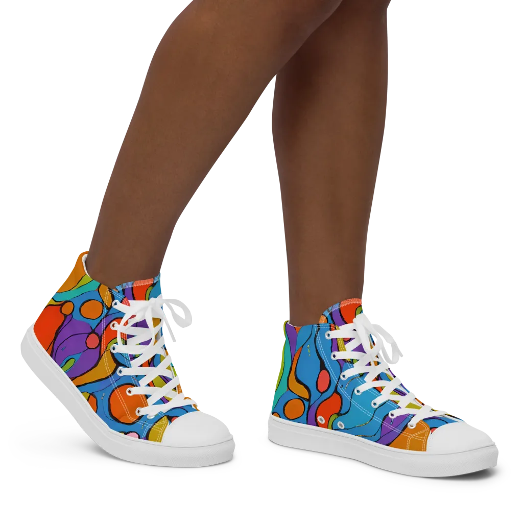 Kaleidoscope Bloom on Women's High Top Canvas Shoes — Right