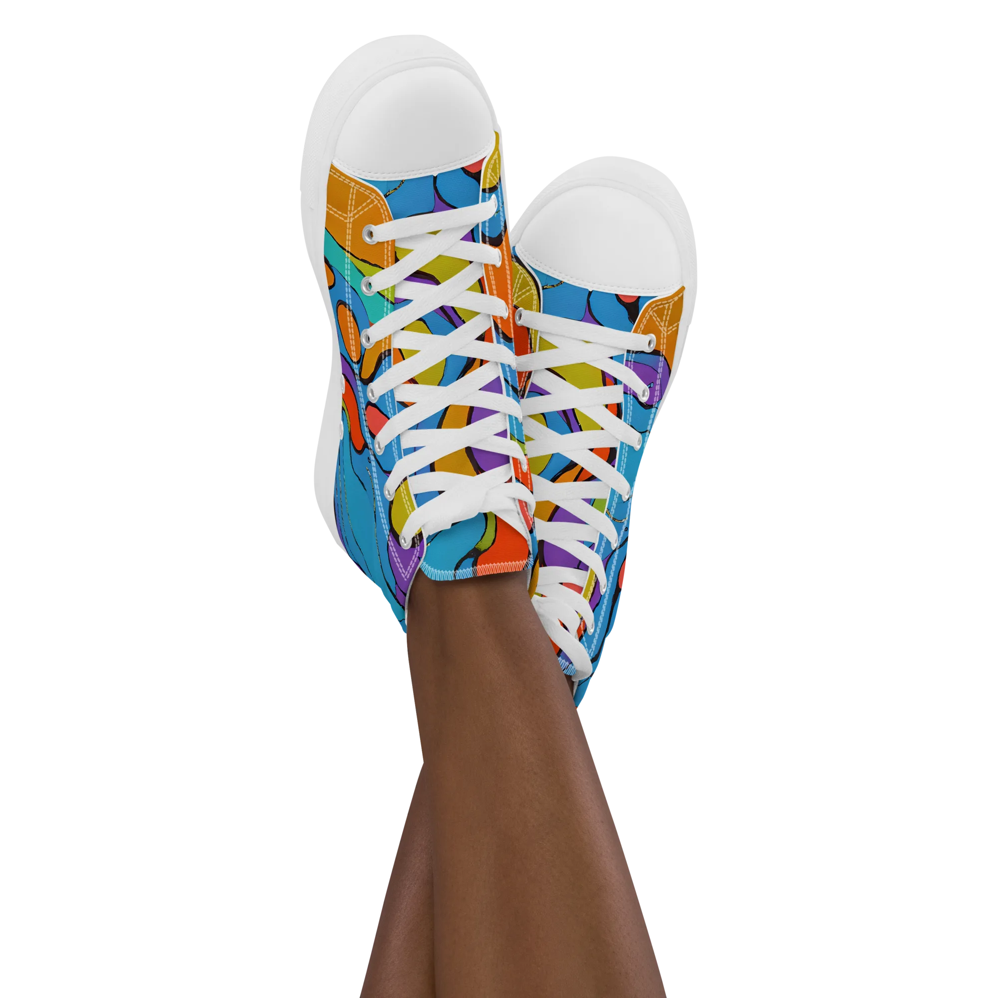 Kaleidoscope Bloom on Women's High Top Canvas Shoes — Front