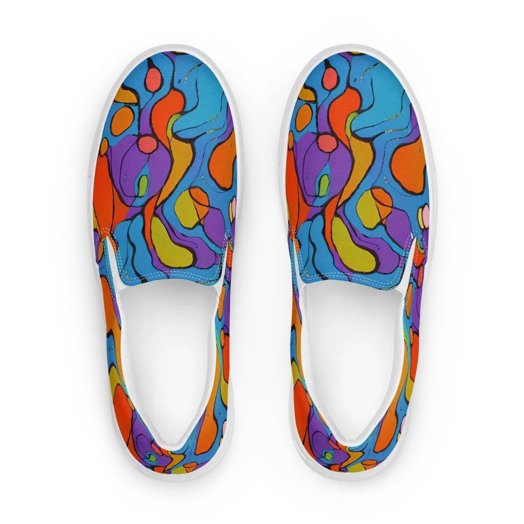 Kaleidoscope Bloom on Men's Slip-On Canvas Shoes — Front