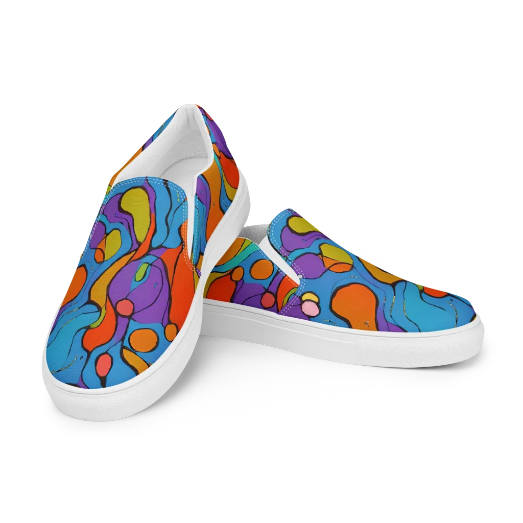 Kaleidoscope Bloom on Men's Slip-On Canvas Shoes — Left Front
