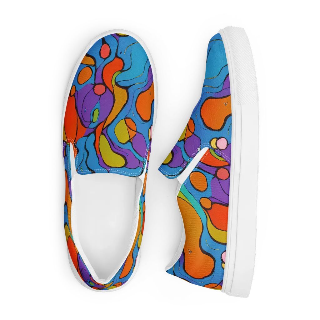 Kaleidoscope Bloom on Men's Slip-On Canvas Shoes — Front