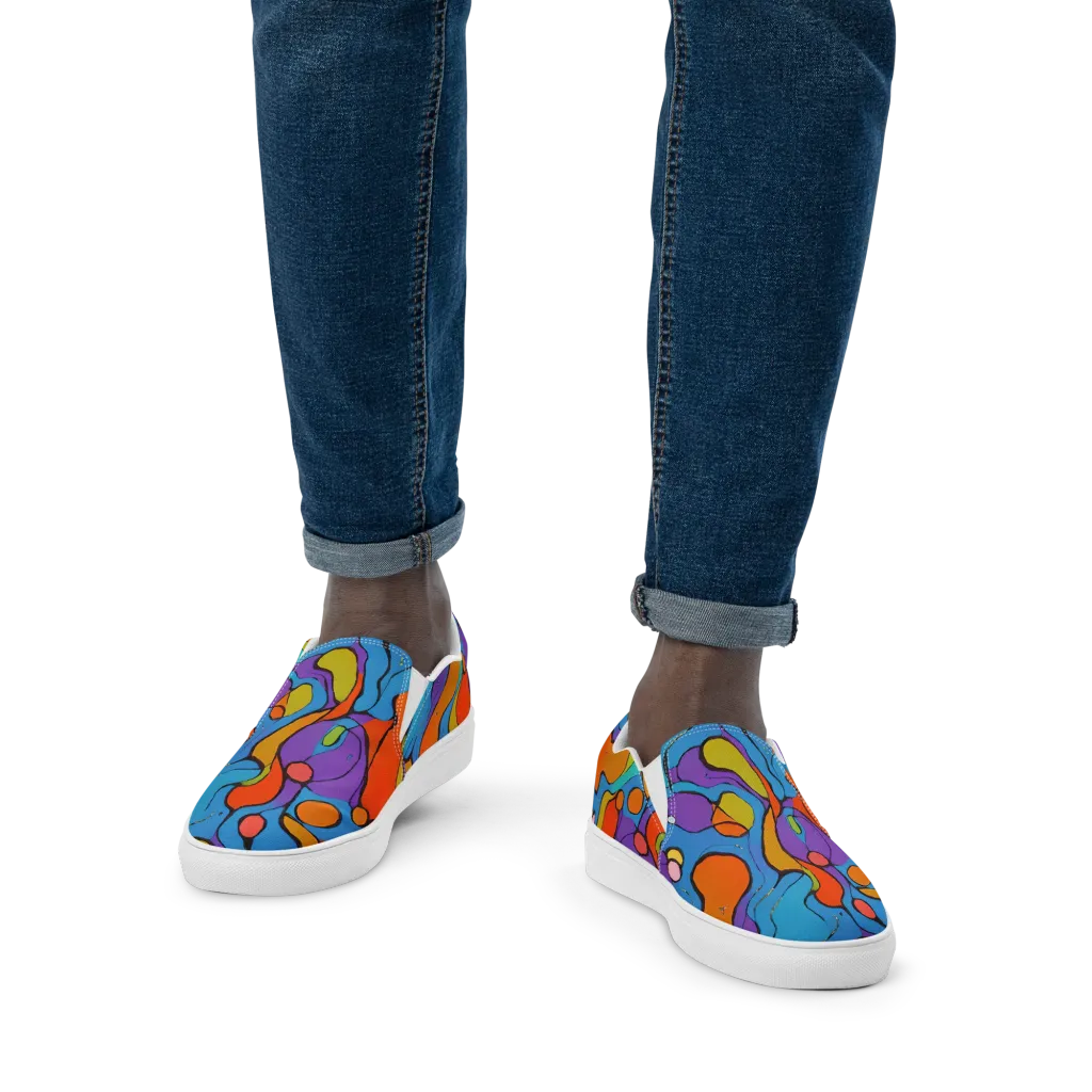 Kaleidoscope Bloom on Men's Slip-On Canvas Shoes — Front