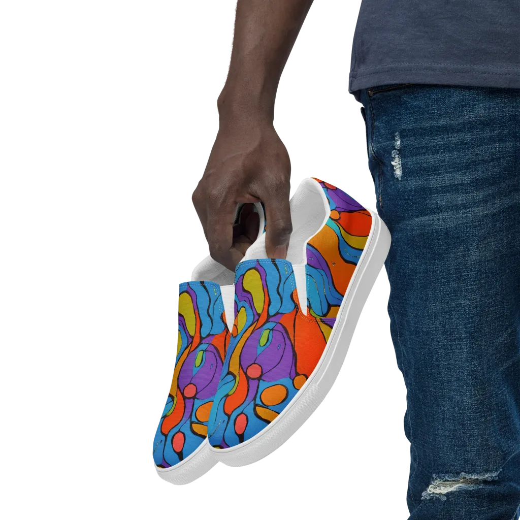 Kaleidoscope Bloom on Men's Slip-On Canvas Shoes — Left Front