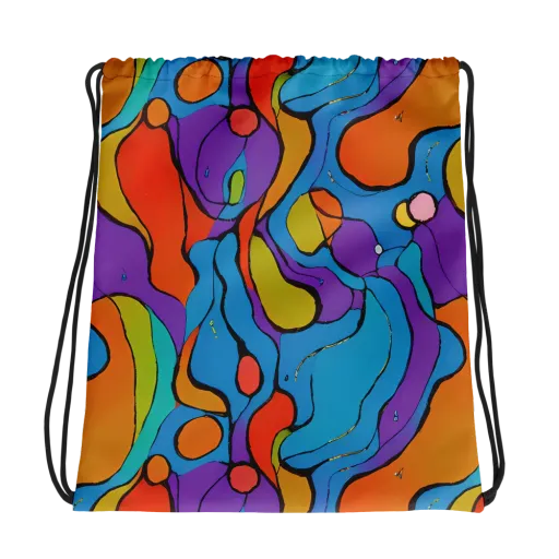 Kaleidoscope Bloom on a Drawstring Bag