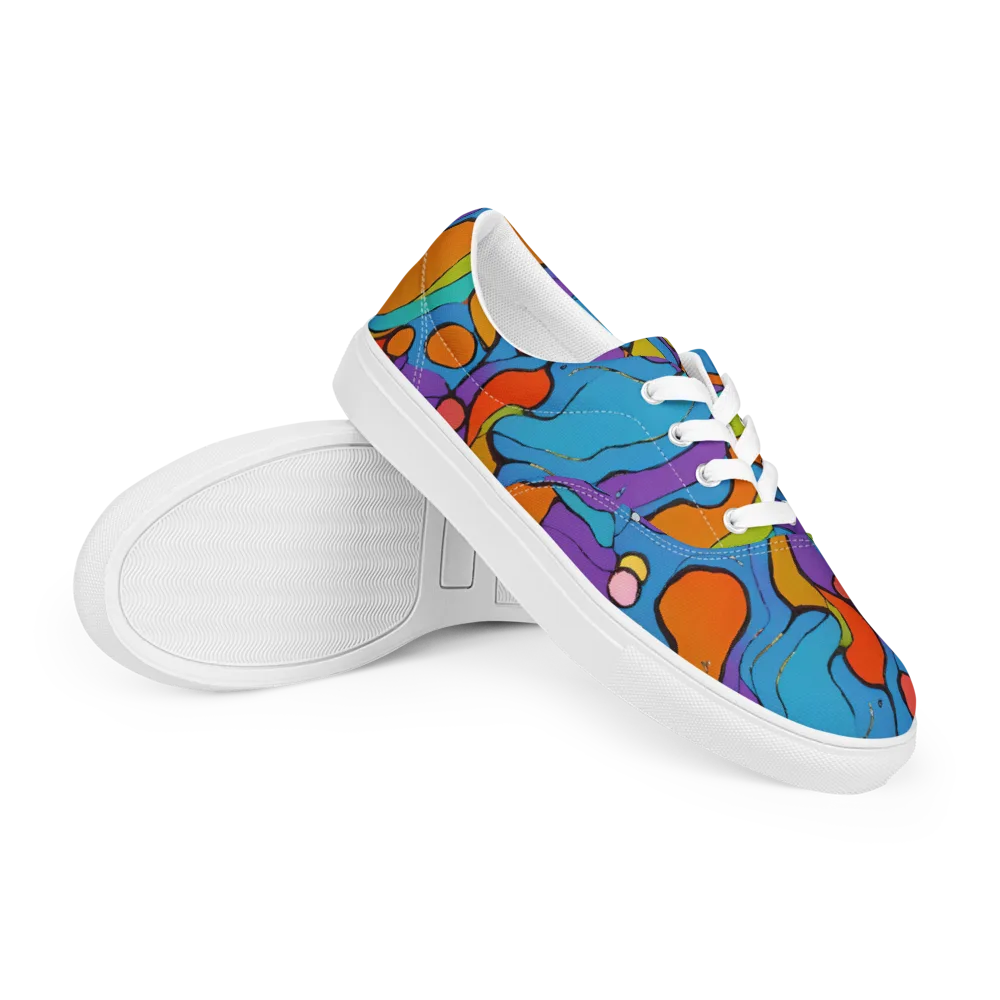 Kaleidoscope Bloom on Men's Lace-Up Canvas Shoes — Right Front