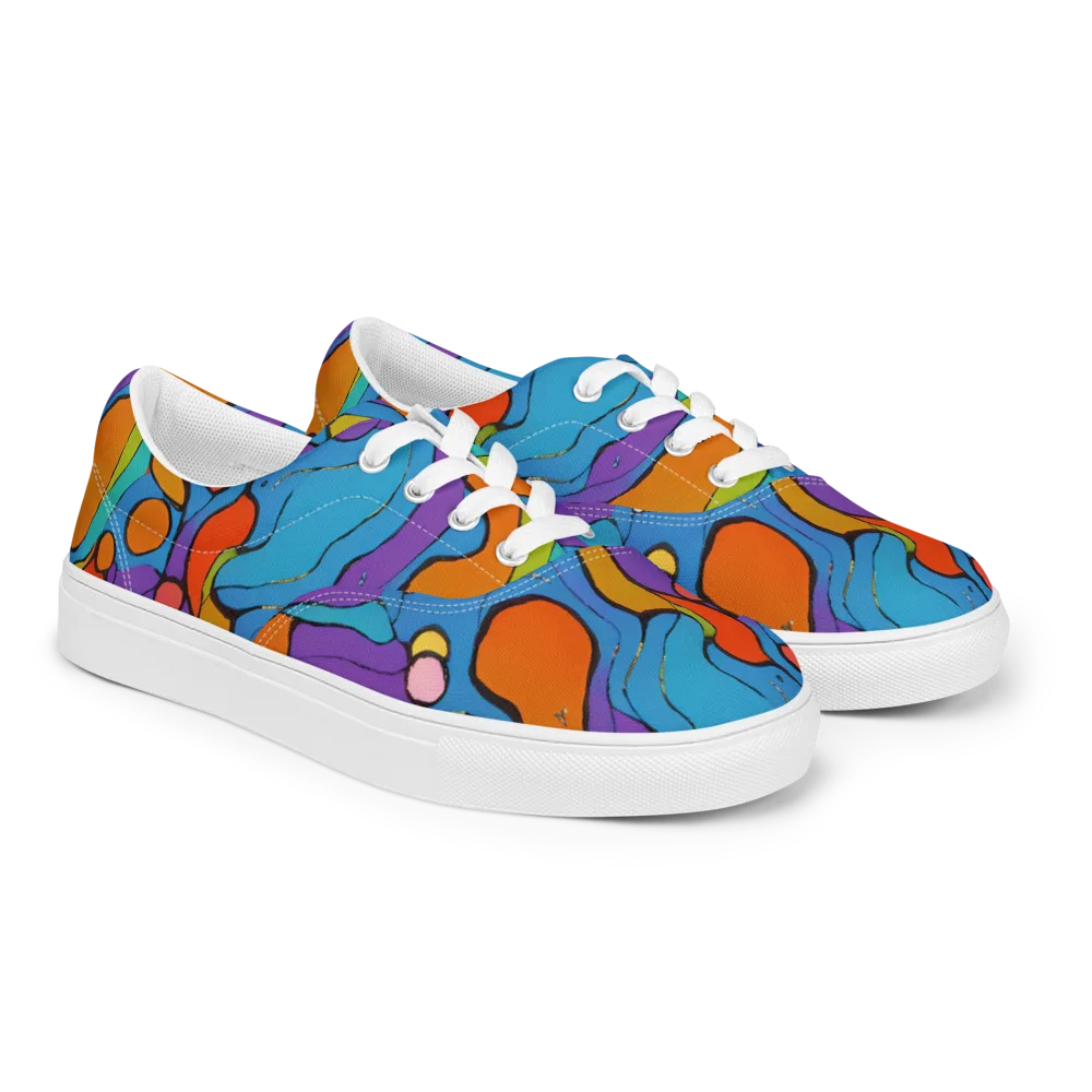 Kaleidoscope Bloom on Men's Lace-Up Canvas Shoes — Right Front