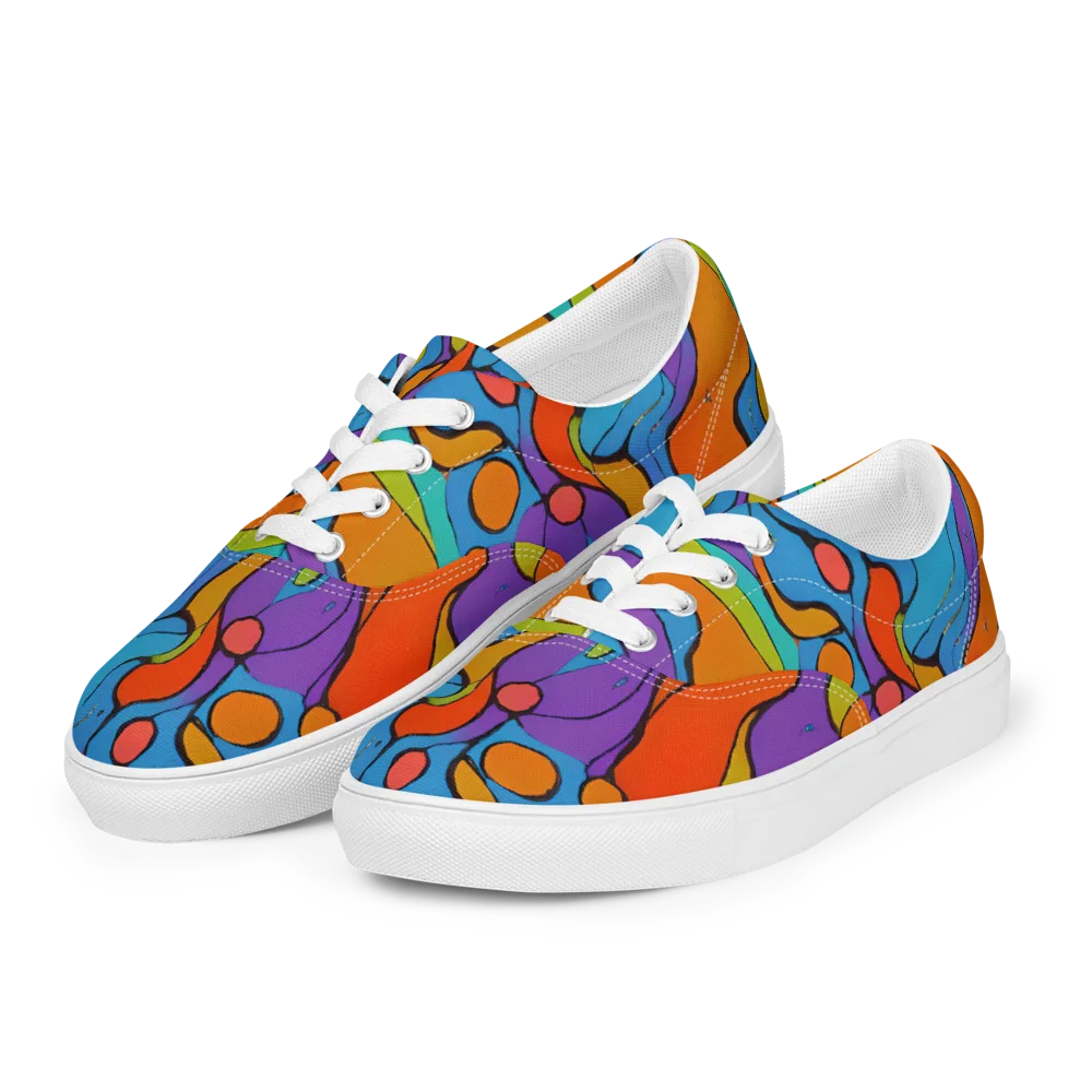 Kaleidoscope Bloom on Men's Lace-Up Canvas Shoes — Left Front