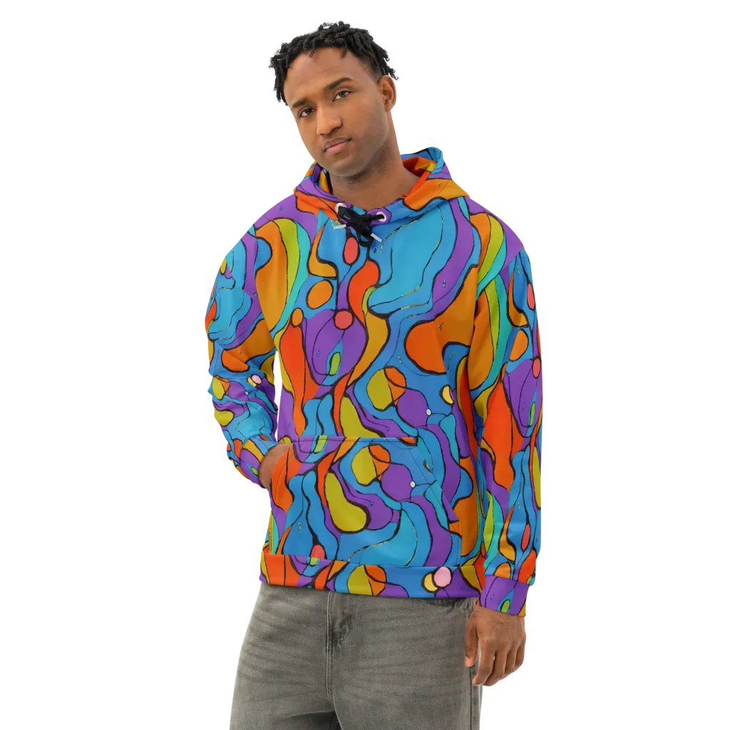 Kaleidoscope Bloom on Cotton Hoodie — Left Front