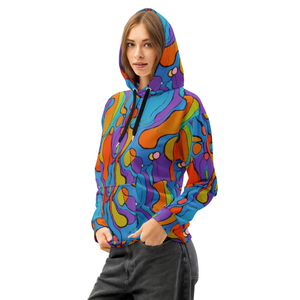 Kaleidoscope Bloom on Cotton Hoodie — Left Front