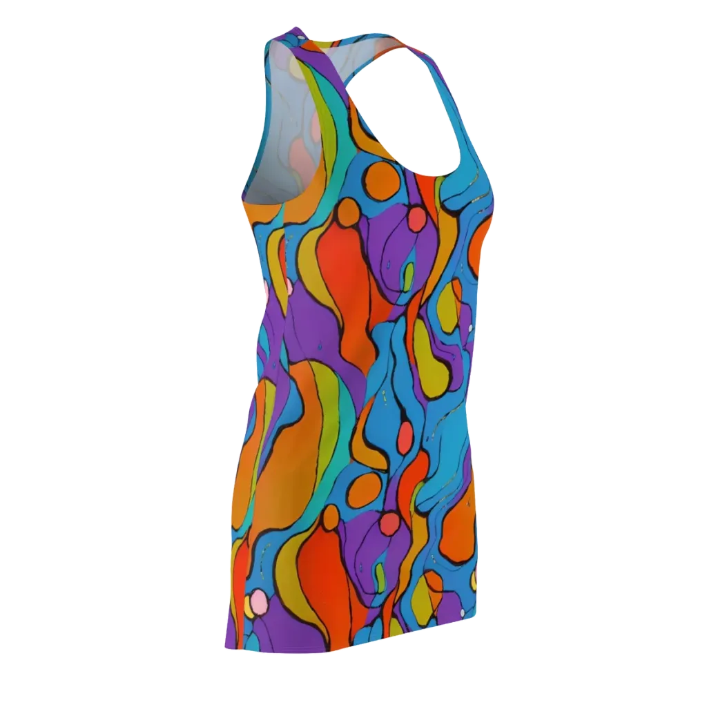 Kaleidoscope Bloom on Racerback Dress — Front Side