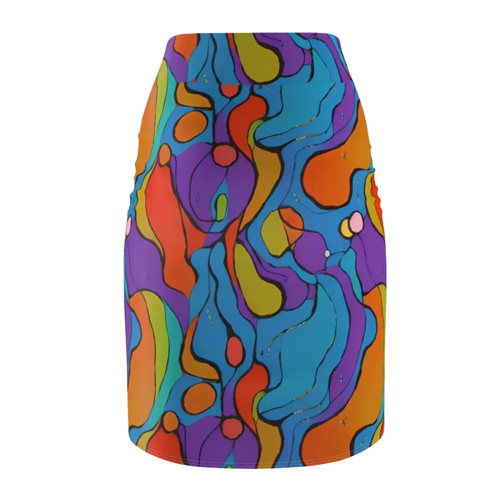 Kaleidoscope Bloom on Pencil Skirt — Back